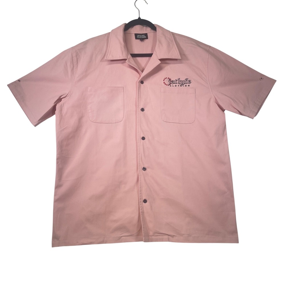 Jetlyfe Clothing XL Pink Short‎ Sleeve Button Up The Windy City Chicago Shirt